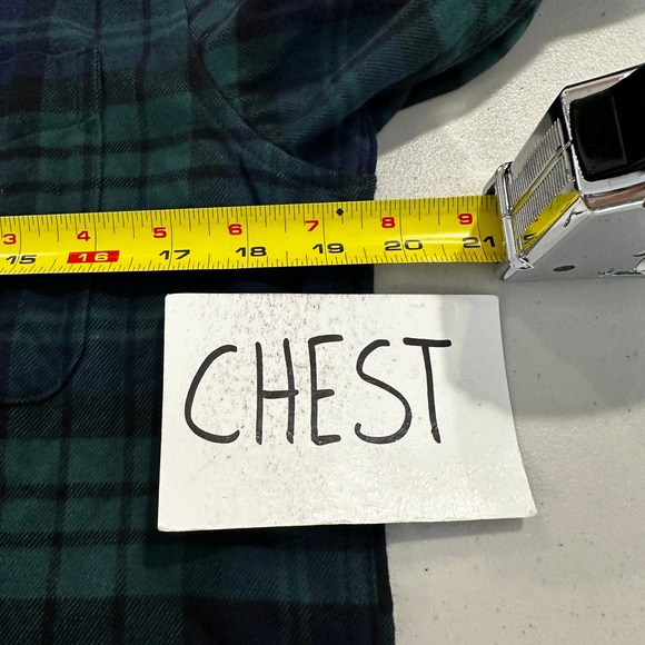 Lands End Flannel Shirt Men's Size Small Traditional Fit Green Blue Plaid Button - Picture 6 of 8